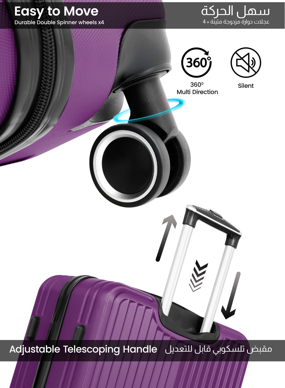 Parajohn Vertex Series 20" Cabin ABS Luggage | 10KG 8-Wheel Suitcase