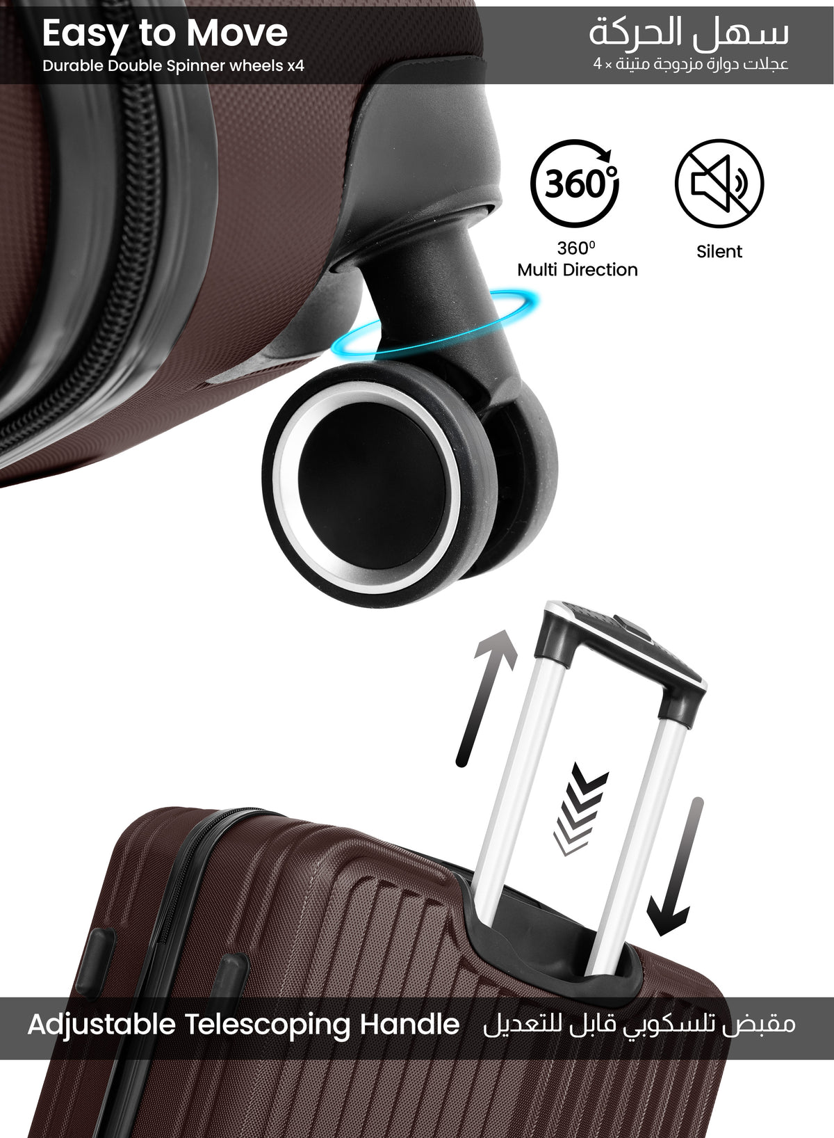 Parajohn Vertex Series 20" Cabin ABS Luggage | 10KG 8-Wheel Suitcase