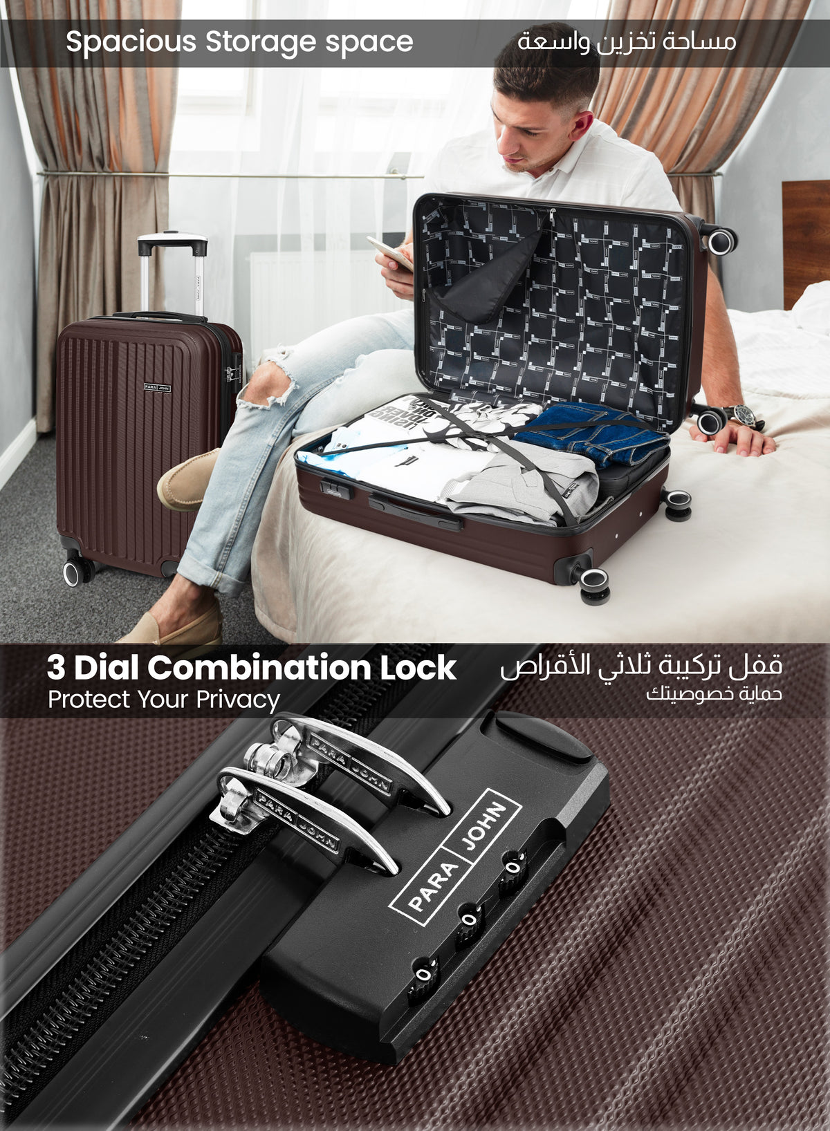 Parajohn Vertex Series 20" Cabin ABS Luggage | 10KG 8-Wheel Suitcase
