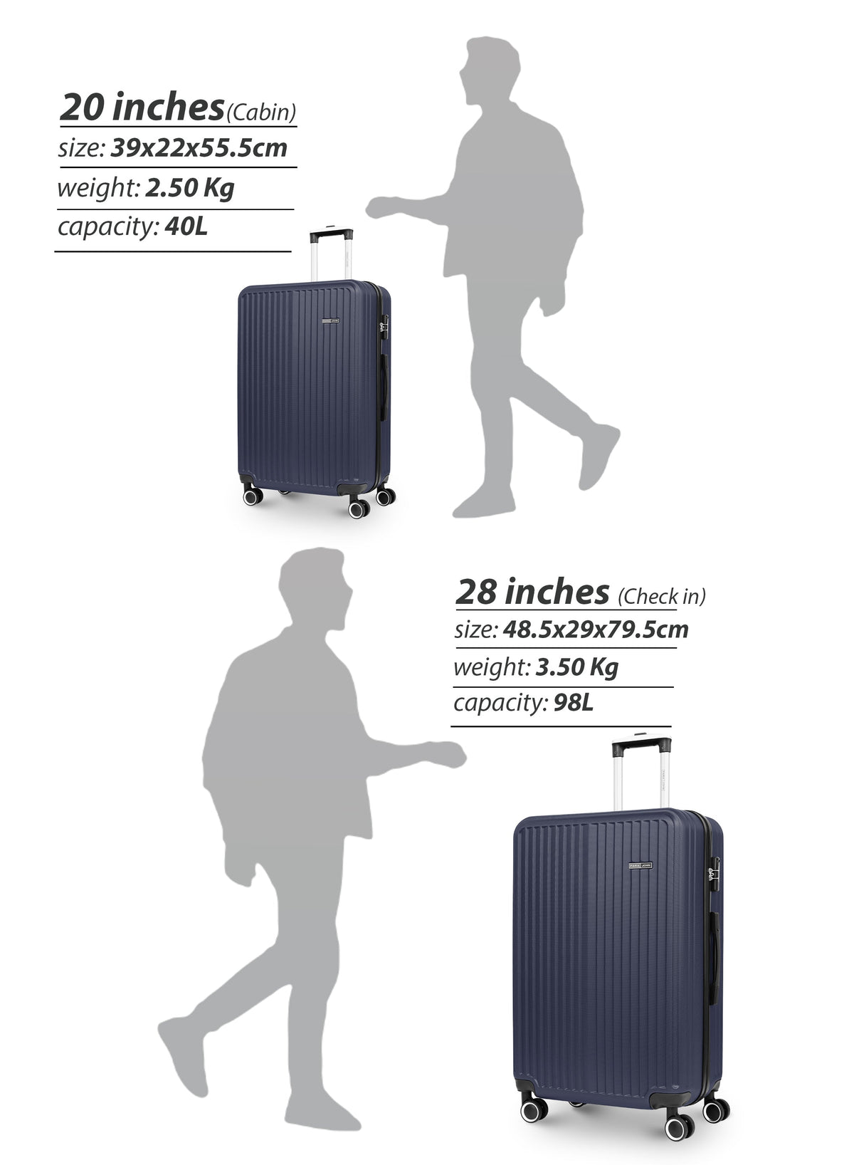 Parajohn VERTEX Series Set of 2 Luggage | Lightweight Small 10KG & Large 30KG ABS 8 Wheels Trolley Hardsided Travel Suitcase  PARAJOHN UAE