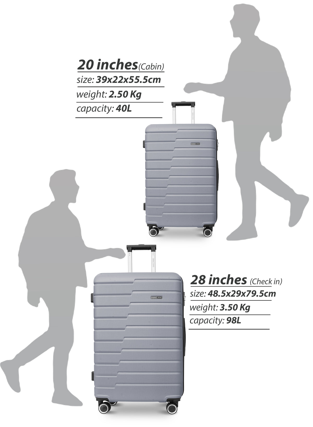 Parajohn POPGLIDE Series 28'' Large ABS Luggage | 30KG 8-Wheel Suitcase