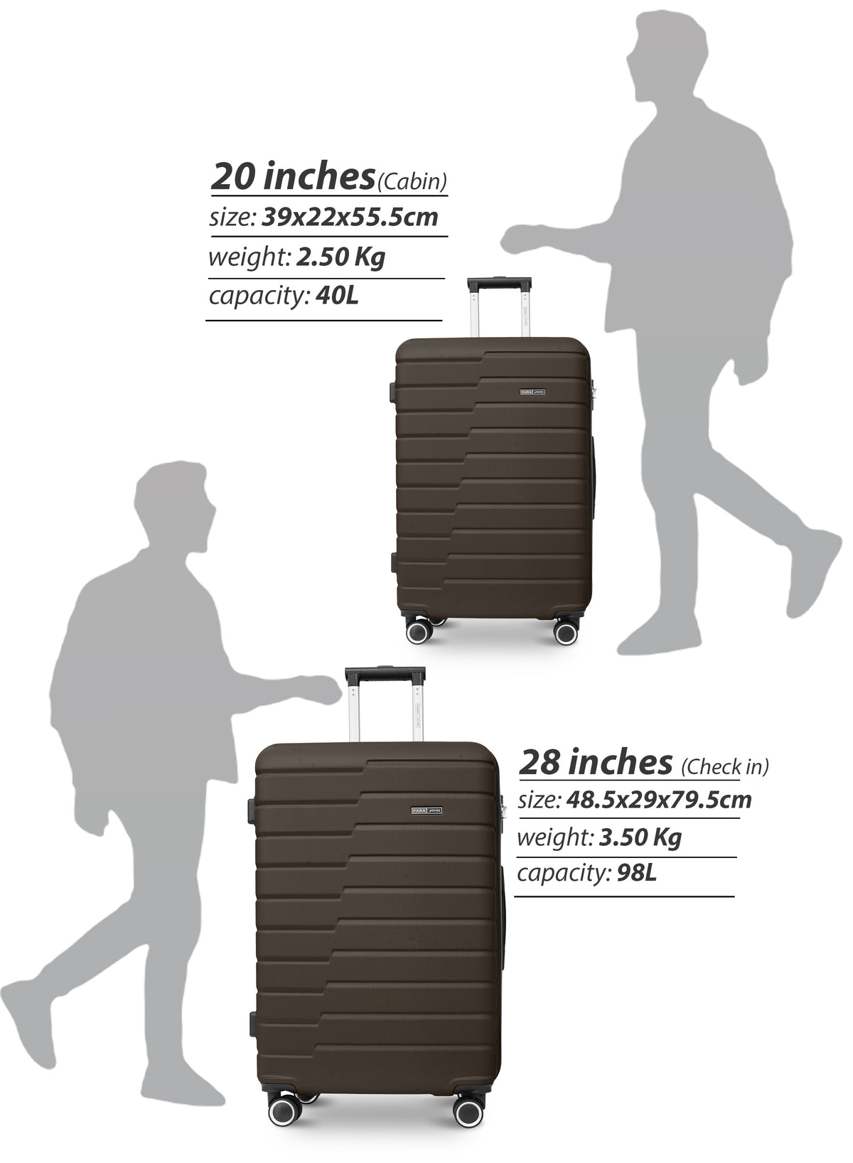 Parajohn POPGLIDE Series 28'' Large ABS Luggage | 30KG 8-Wheel Suitcase