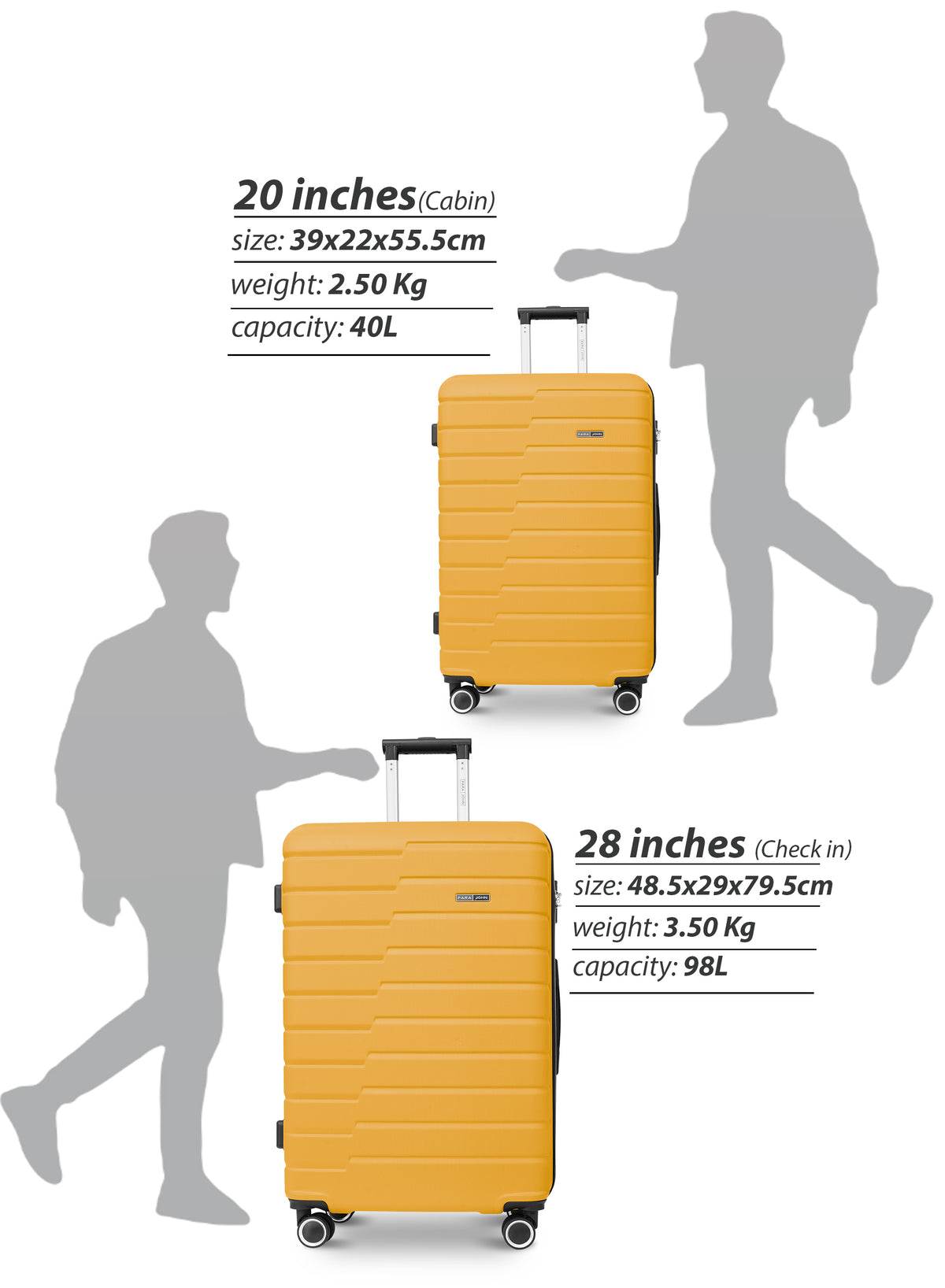 Parajohn POPGLIDE Series 28'' Large ABS Luggage | 30KG 8-Wheel Suitcase