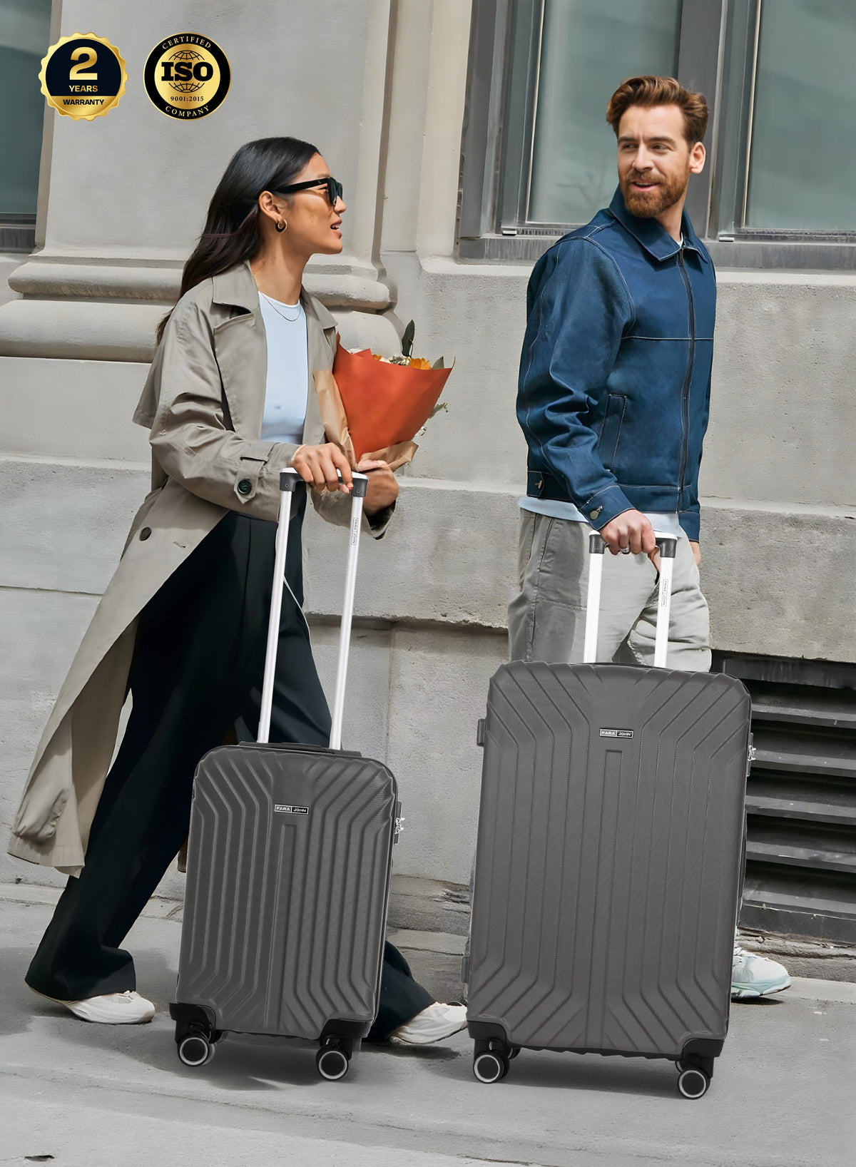 Parajohn Noir Series Set of 2 Luggage | Lightweight Small 10KG & Large 30KG ABS 8 Wheels Trolley Hardsided Travel Suitcase  PARAJOHN UAE