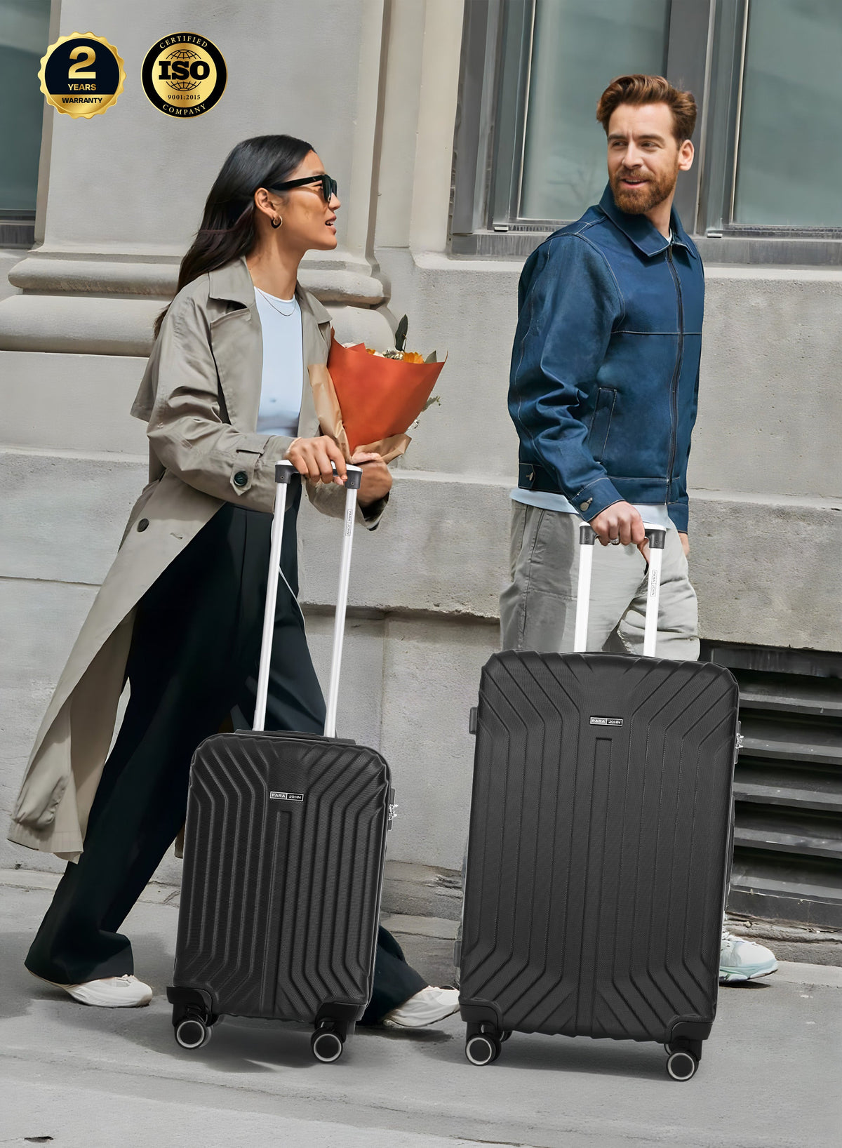 Parajohn Noir Series Set of 2 Luggage | Lightweight Small 10KG & Large 30KG ABS 8 Wheels Trolley Hardsided Travel Suitcase  PARAJOHN UAE