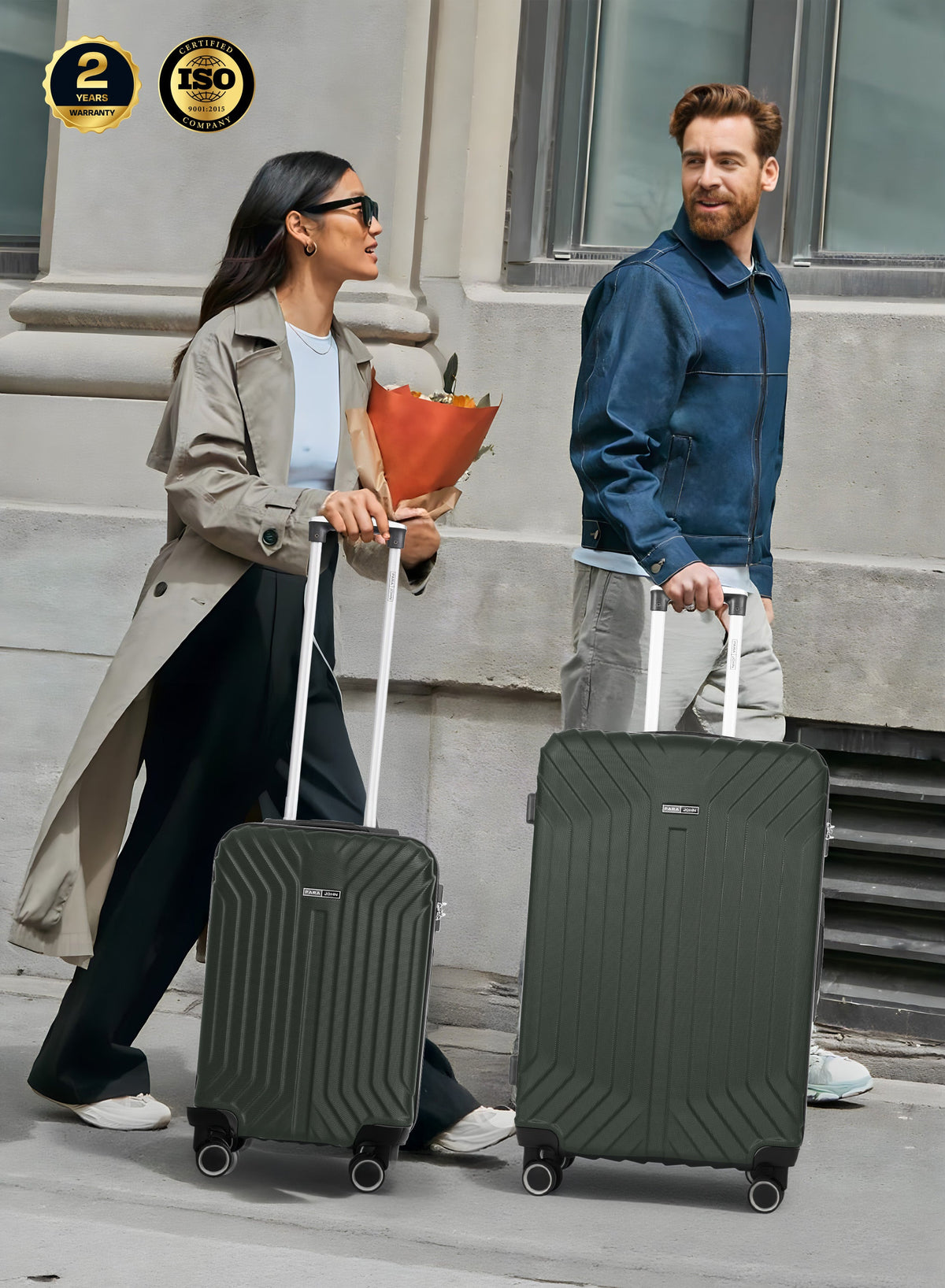 Parajohn Noir Series Set of 2 Luggage | Lightweight Small 10KG & Large 30KG ABS 8 Wheels Trolley Hardsided Travel Suitcase  PARAJOHN UAE