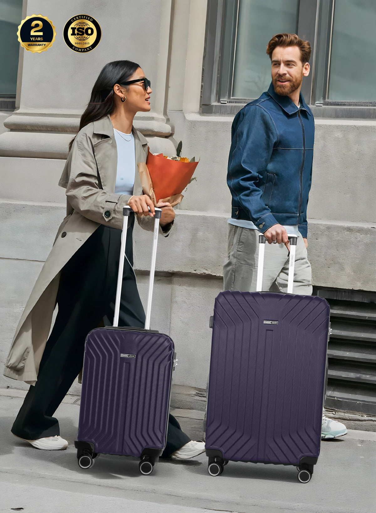 Parajohn Noir Series Set of 2 Luggage | Lightweight Small 10KG & Large 30KG ABS 8 Wheels Trolley Hardsided Travel Suitcase  PARAJOHN UAE