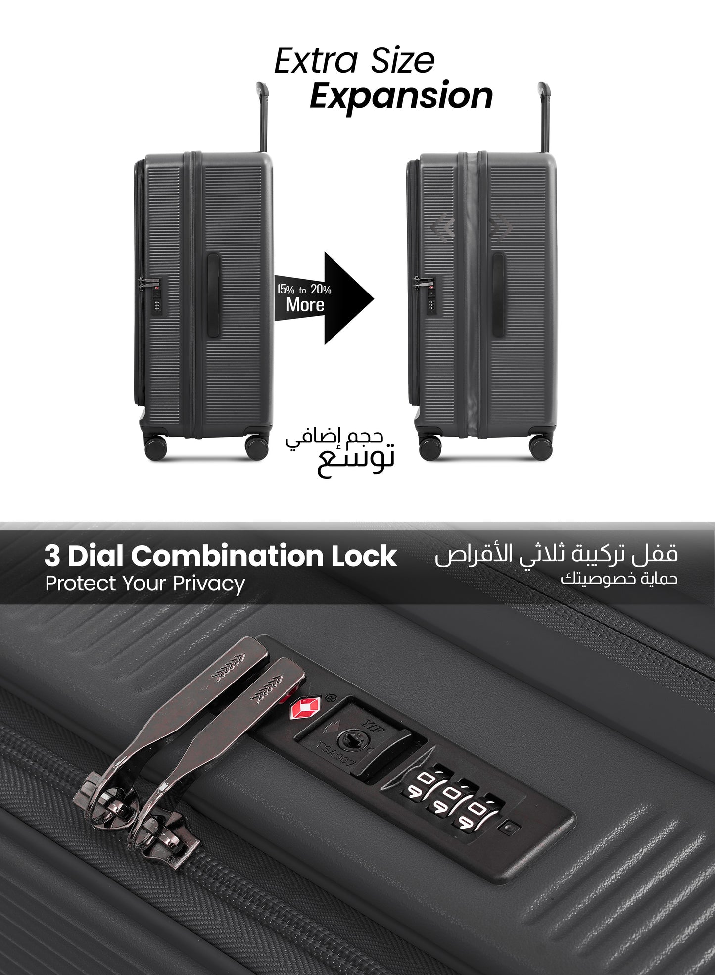 Parajohn FRONTARA Series Set of 2 Front Open ABS + Polycarbonate 20KG+30KG  Premium Luggage Set