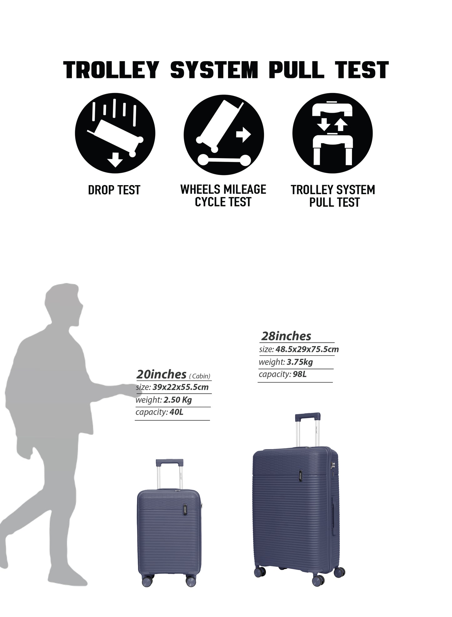 Parajohn Skyline Series Set of 2 Polypropylene 10KG+30KG  Premium Luggage Set