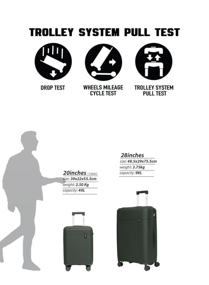 Parajohn Skyline Series Set of 2 Polypropylene 10KG+30KG  Premium Luggage Set