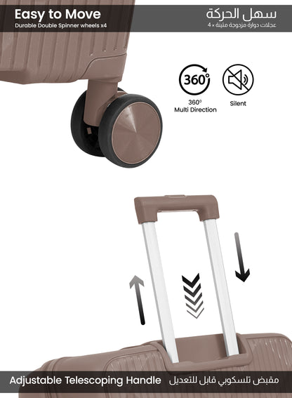 Parajohn CarryX Series Set of 2 Luggage| Small 10KG & Large 30KG Polypropylene 8 Wheel Trolley Hardsided Travel Suitcase