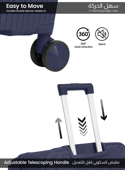 Parajohn CarryX Series Set of 2 Luggage| Small 10KG & Large 30KG Polypropylene 8 Wheel Trolley Hardsided Travel Suitcase