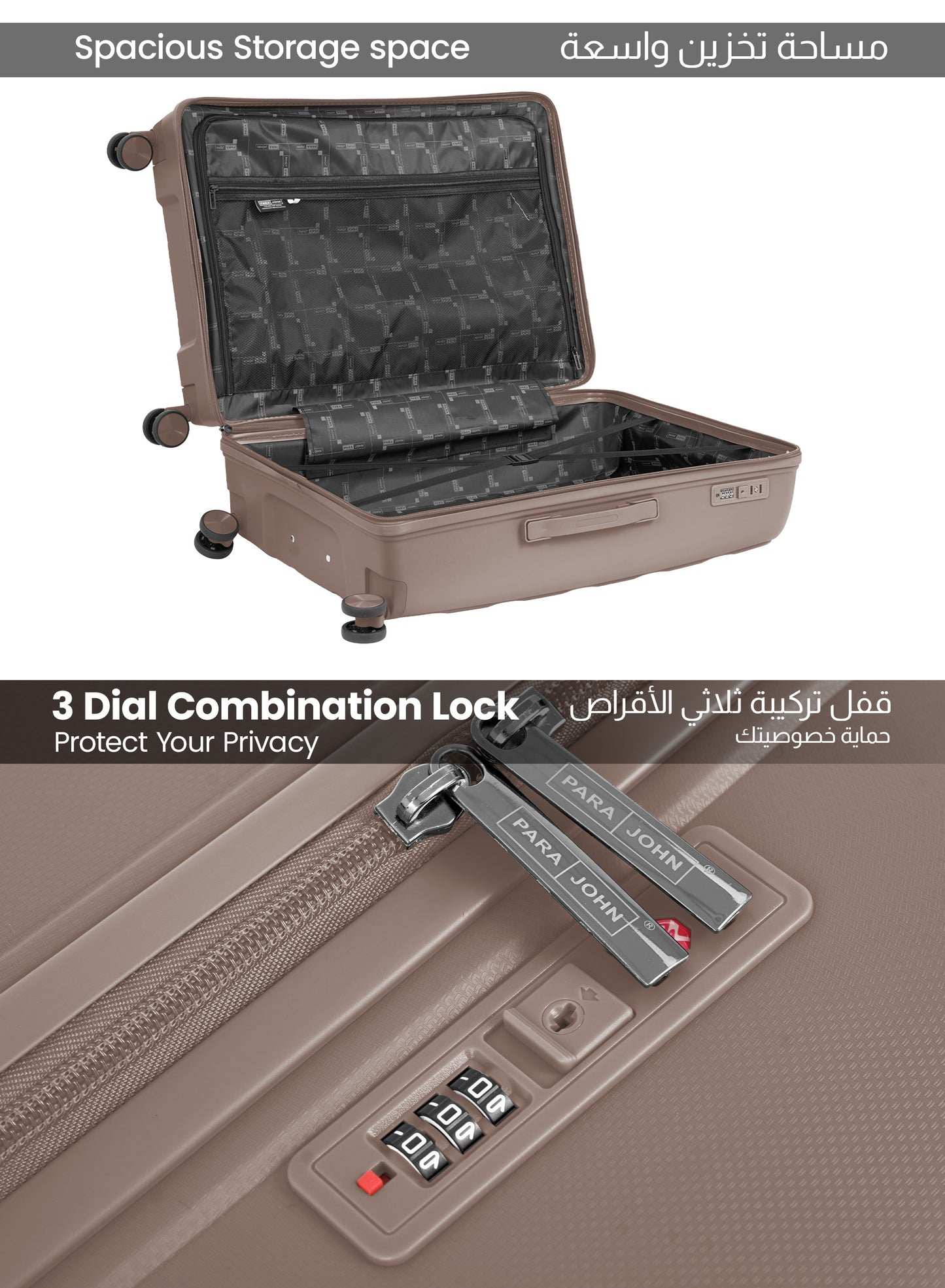 Parajohn CarryX Series Set of 2 Luggage| Small 10KG & Large 30KG Polypropylene 8 Wheel Trolley Hardsided Travel Suitcase