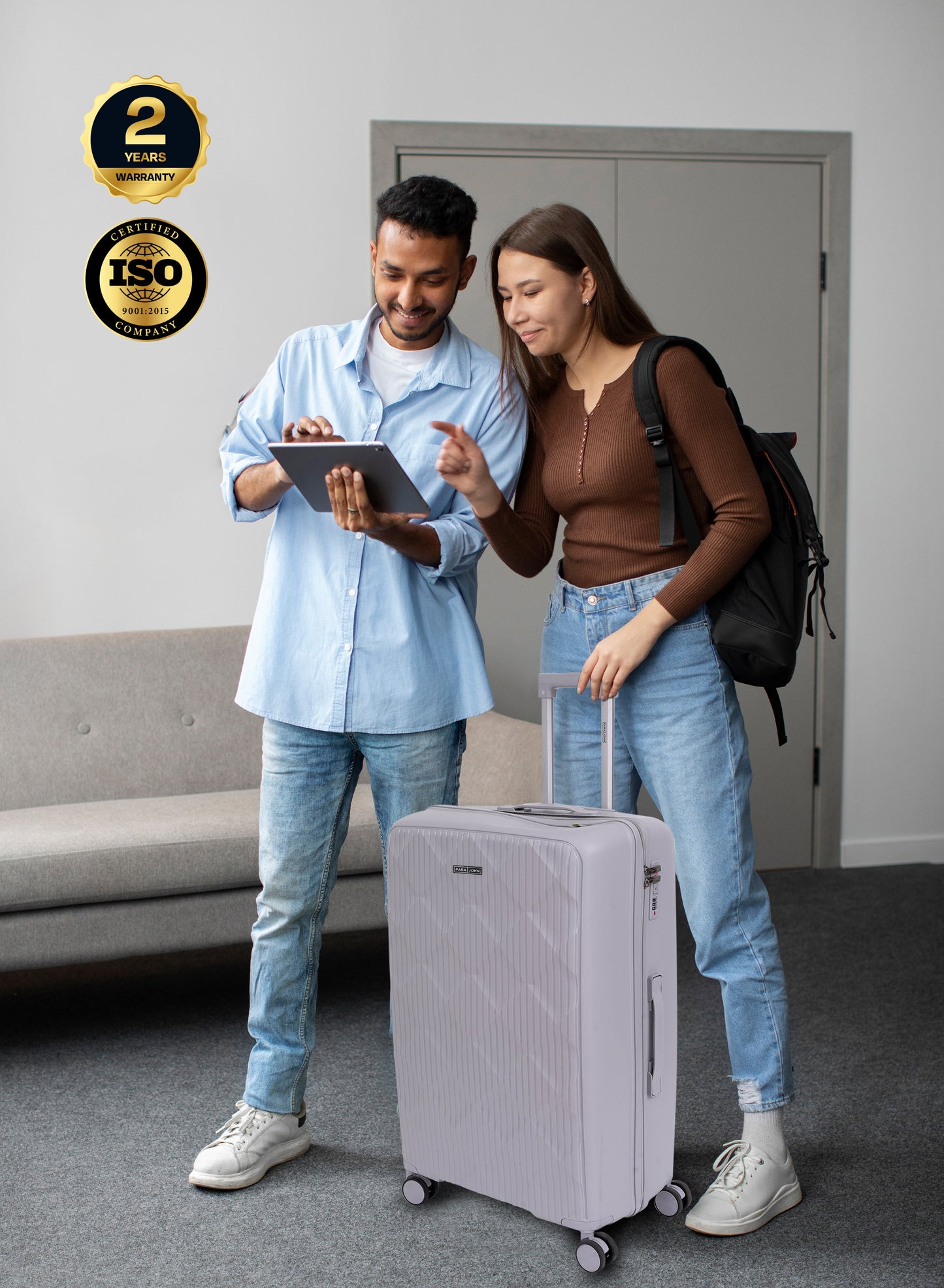 Parajohn CarryX Series Set of 2 Luggage| Small 10KG & Large 30KG Polypropylene 8 Wheel Trolley Hardsided Travel Suitcase