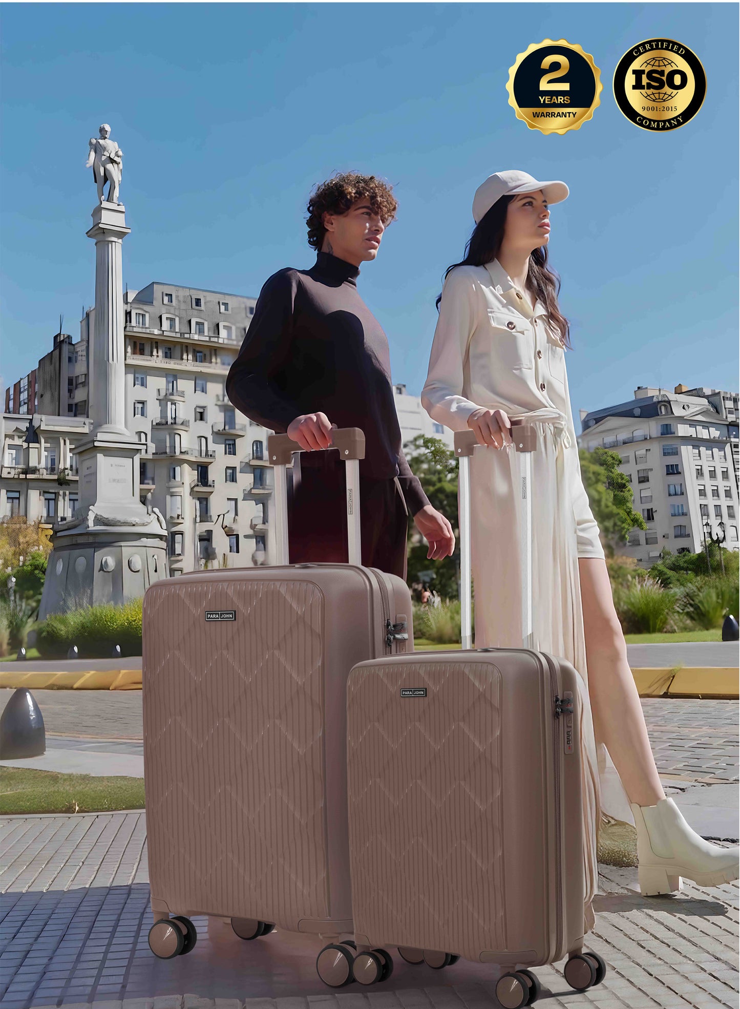 Parajohn CarryX Series Set of 2 Luggage| Small 10KG & Large 30KG Polypropylene 8 Wheel Trolley Hardsided Travel Suitcase