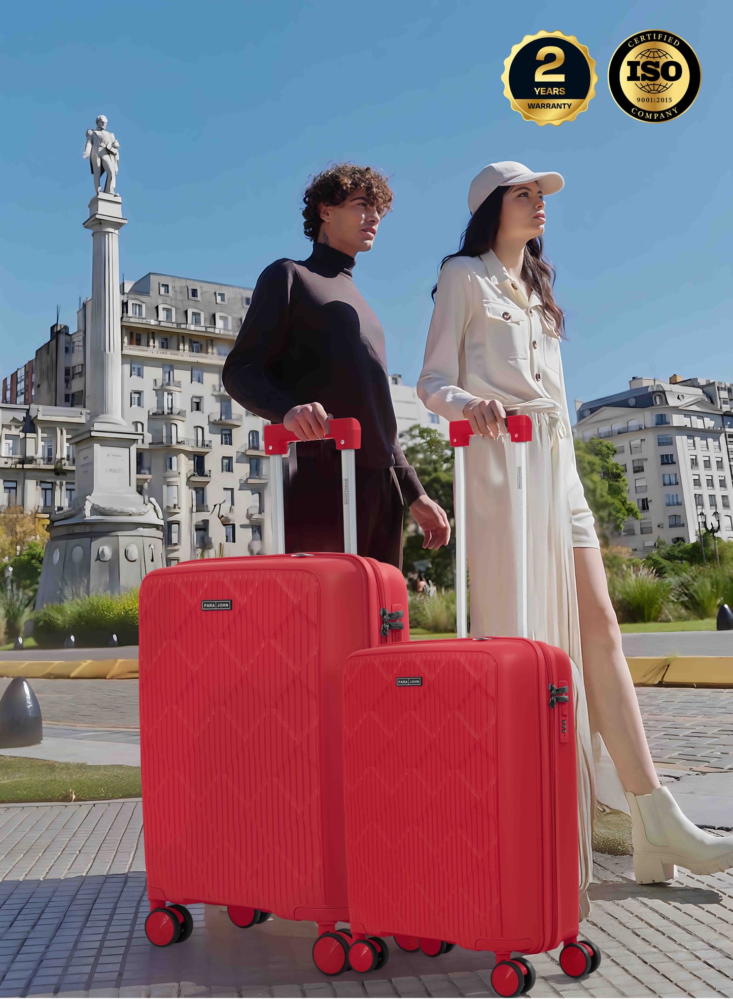 Parajohn CarryX Series Set of 2 Luggage| Small 10KG & Large 30KG Polypropylene 8 Wheel Trolley Hardsided Travel Suitcase