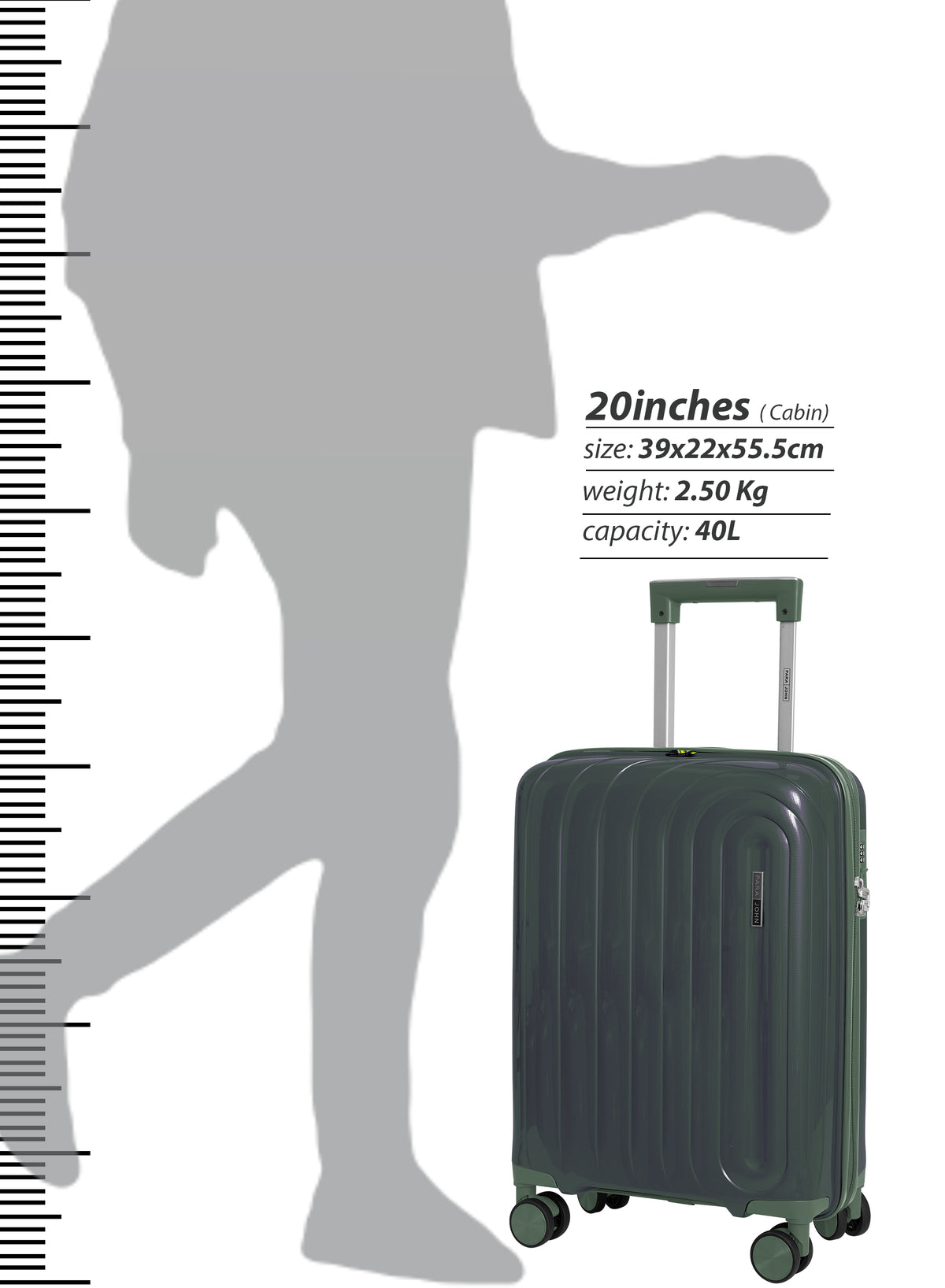 Parajohn ARMOUR - Colour-Shift PP Luggage Set of 2