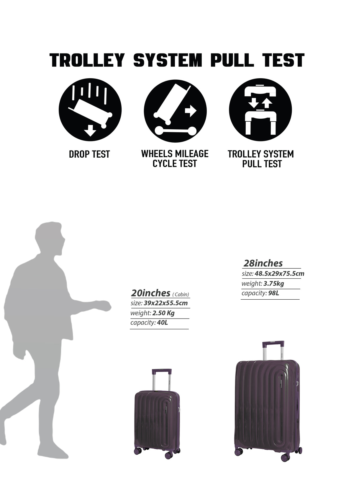 Parajohn ARMOUR - Colour-Shift PP Luggage Set of 2