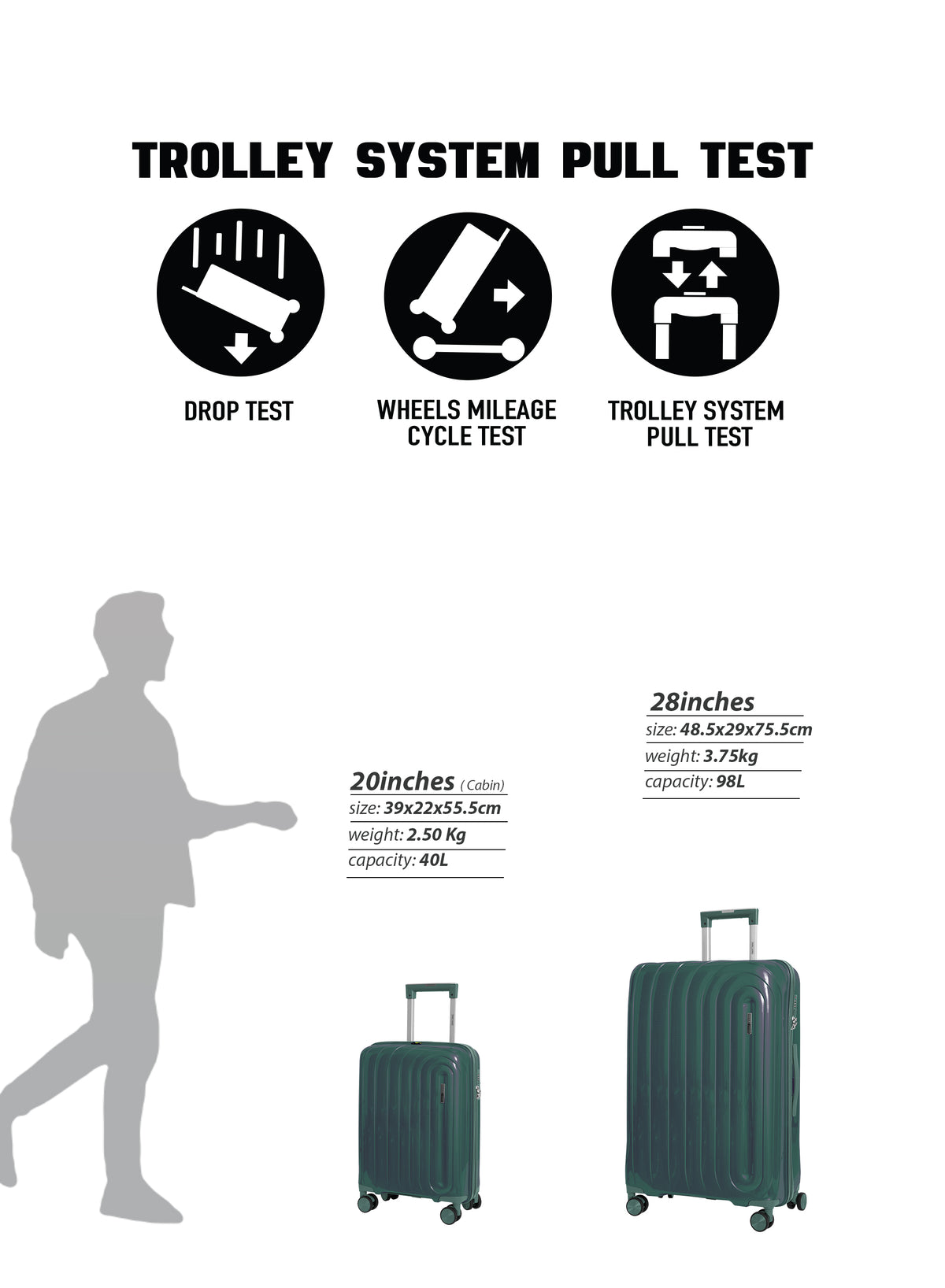 Parajohn ARMOUR - Colour-Shift PP Luggage Set of 2
