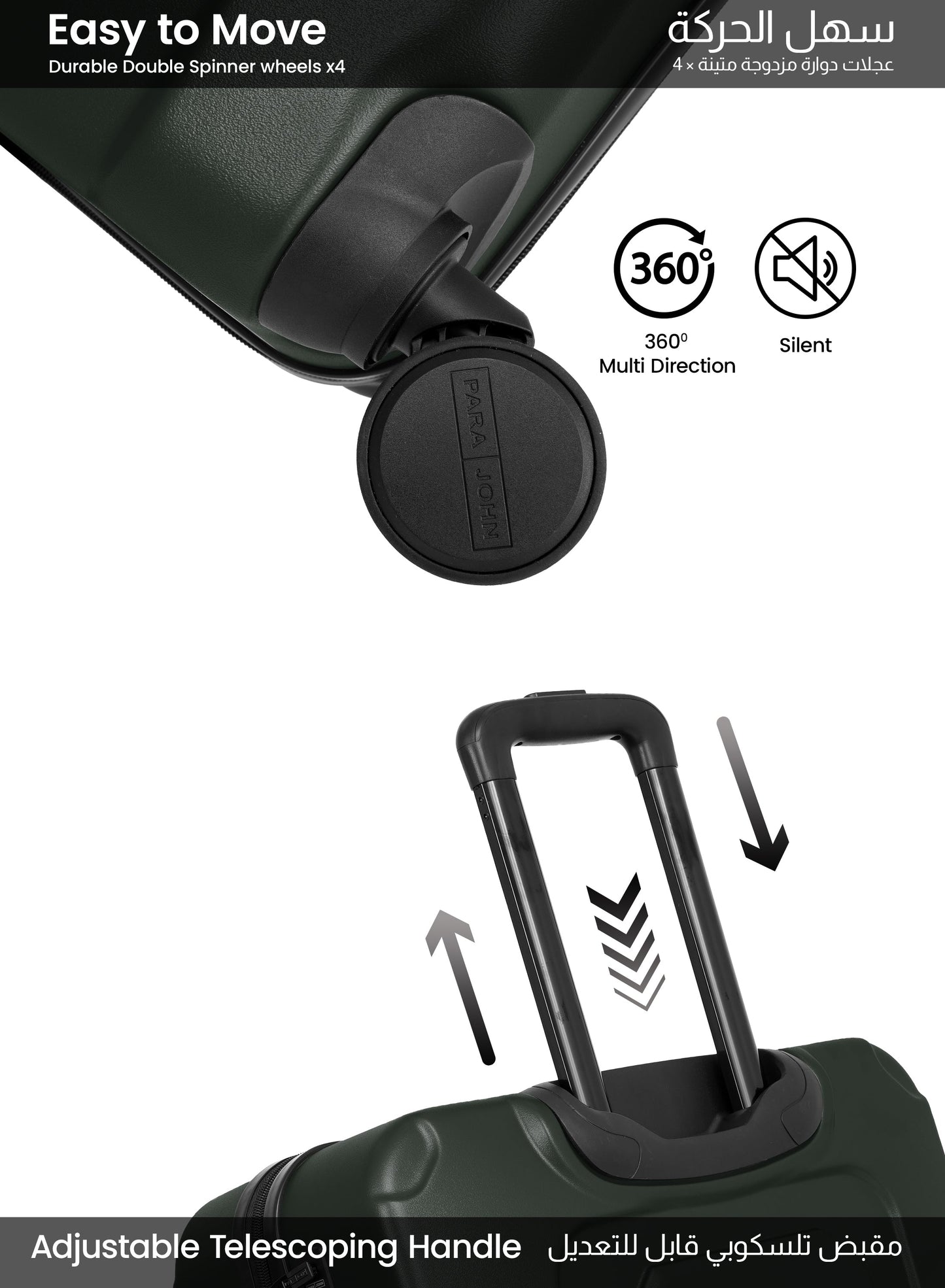 Parajohn BOLTARA 2-Piece ABS Luggage Set | 20” Cabin & 28” Check-In Suitcase with 8 Wheels, Anti-Theft Zipper & 3-Dial Combination Lock  PARAJOHN UAE