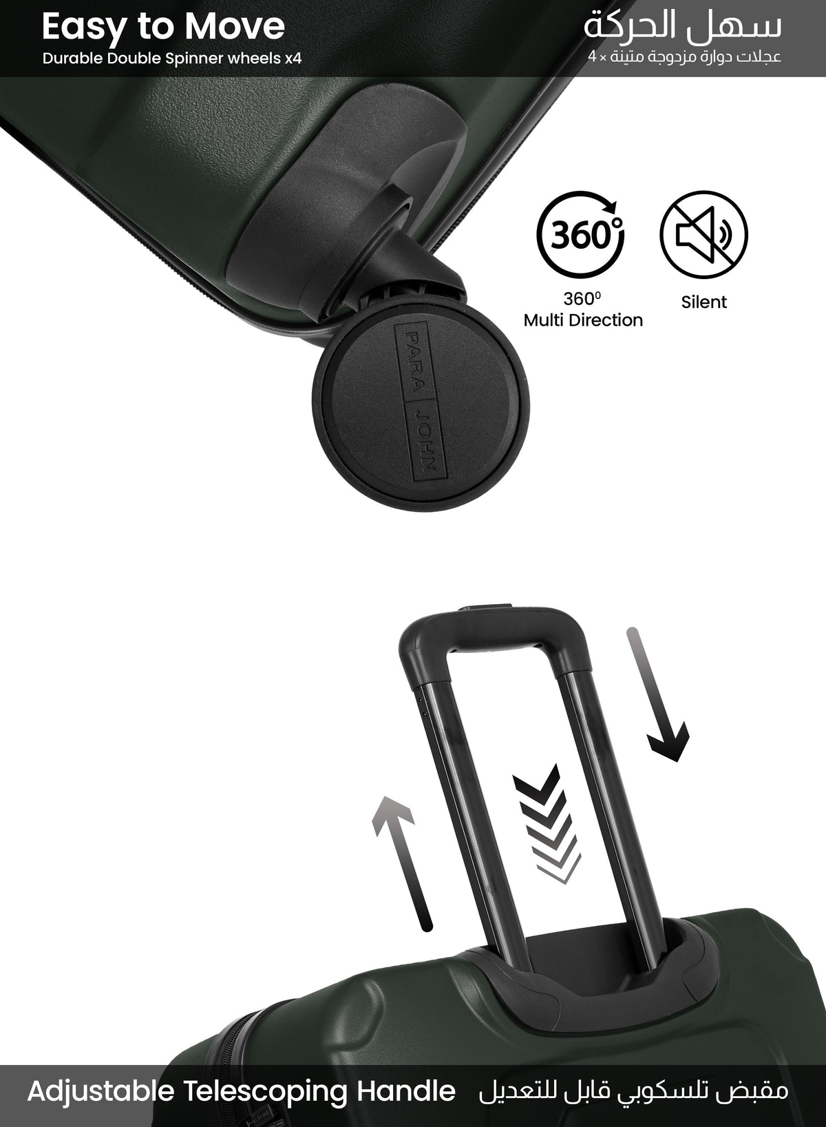 Parajohn BOLTARA 2-Piece ABS Luggage Set | 20” Cabin & 28” Check-In Suitcase with 8 Wheels, Anti-Theft Zipper & 3-Dial Combination Lock  PARAJOHN UAE