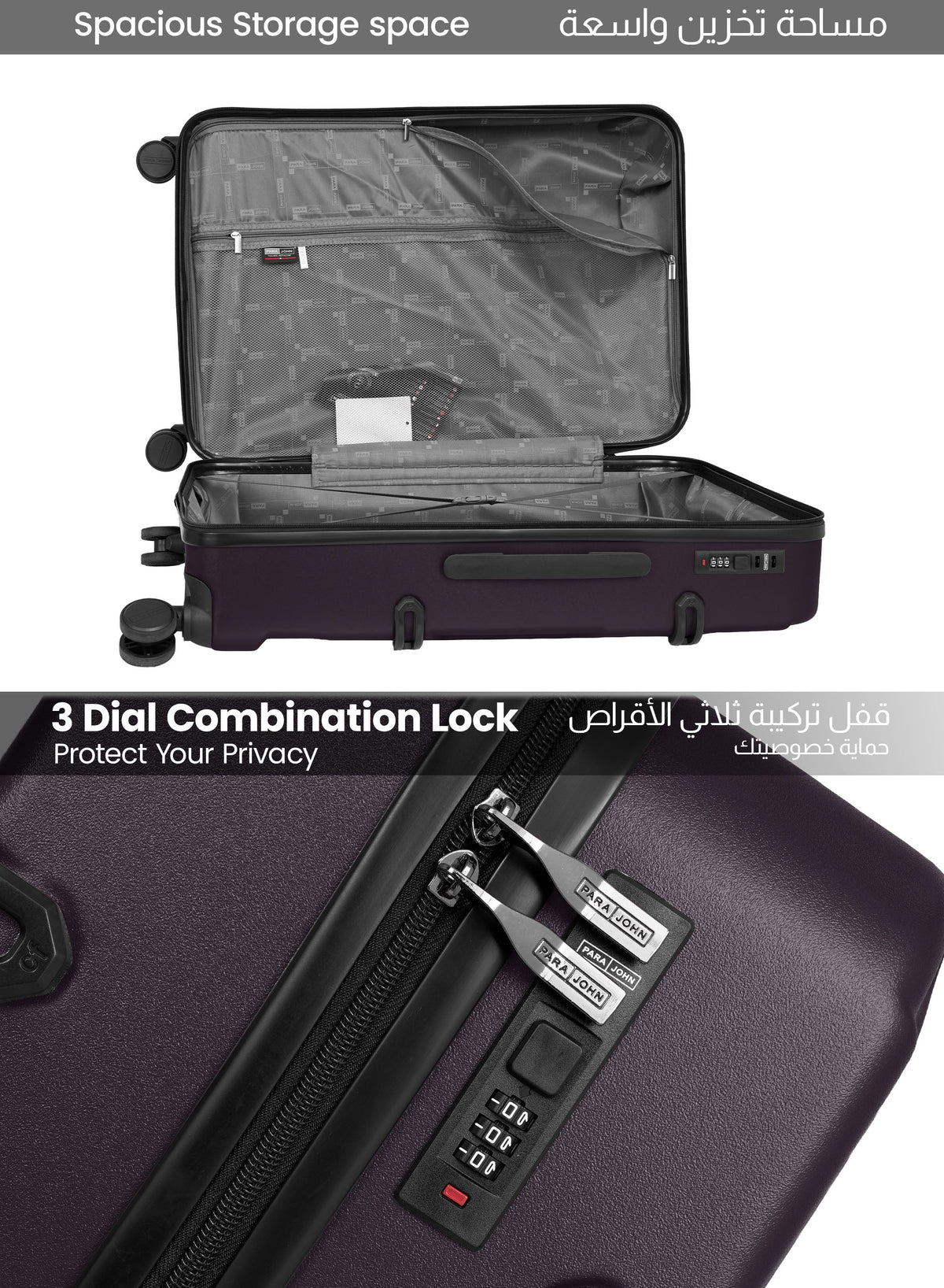 Parajohn BOLTARA 2-Piece ABS Luggage Set | 20” Cabin & 28” Check-In Suitcase with 8 Wheels, Anti-Theft Zipper & 3-Dial Combination Lock  PARAJOHN UAE