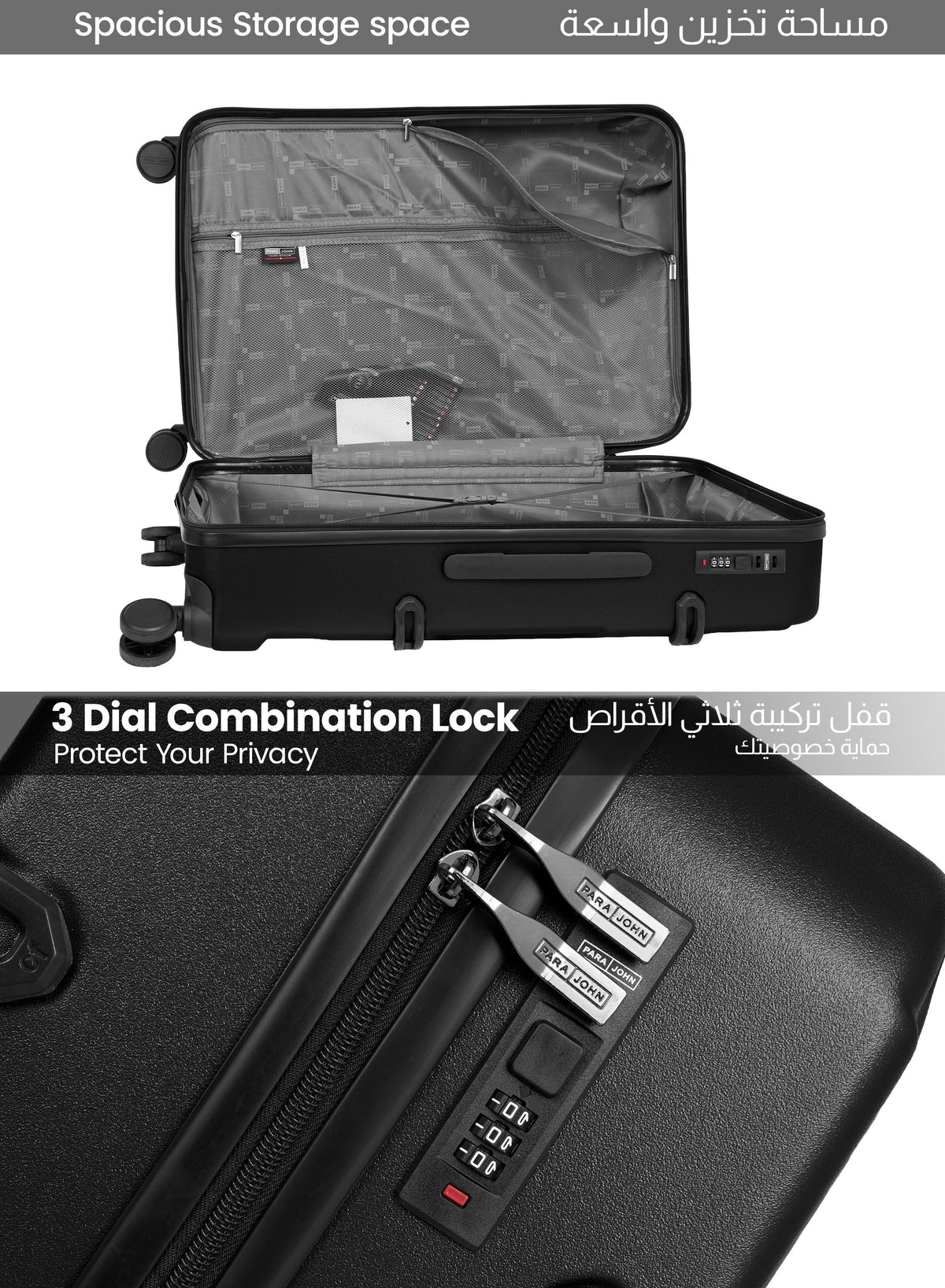 Parajohn BOLTARA 2-Piece ABS Luggage Set | 20” Cabin & 28” Check-In Suitcase with 8 Wheels, Anti-Theft Zipper & 3-Dial Combination Lock  PARAJOHN UAE