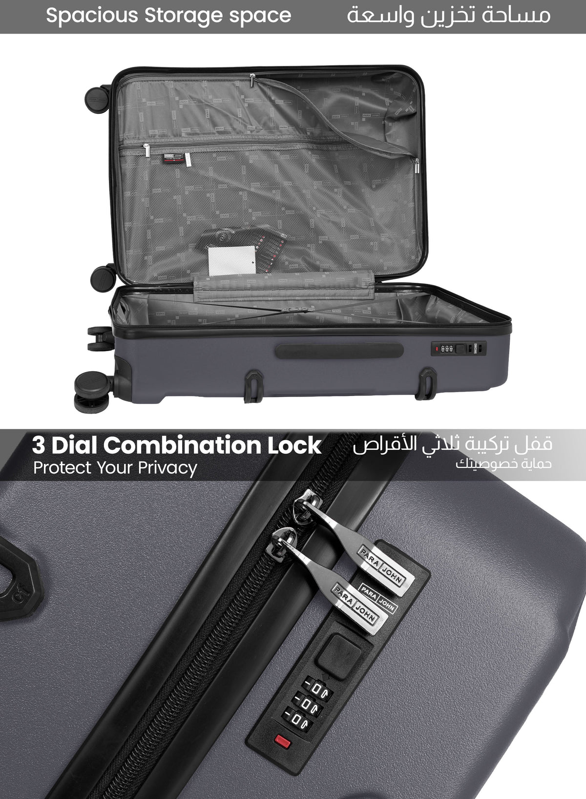 Parajohn BOLTARA 2-Piece ABS Luggage Set | 20” Cabin & 28” Check-In Suitcase with 8 Wheels, Anti-Theft Zipper & 3-Dial Combination Lock  PARAJOHN UAE