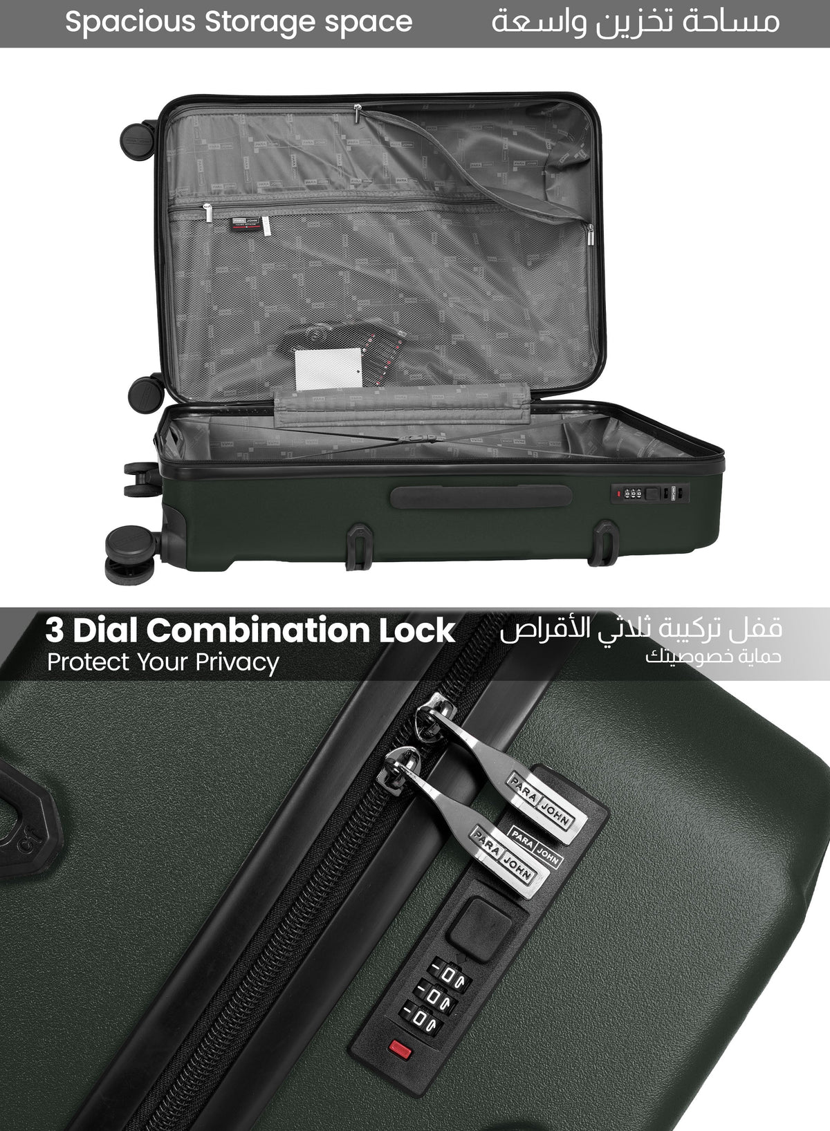 Parajohn BOLTARA 2-Piece ABS Luggage Set | 20” Cabin & 28” Check-In Suitcase with 8 Wheels, Anti-Theft Zipper & 3-Dial Combination Lock  PARAJOHN UAE