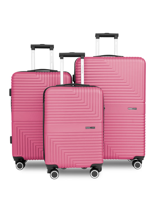 Parajohn Geoflex 3 Piece Lightweight ABS 20, 24 & 28 inches 8 Wheels Luggage Set + Free Backpack