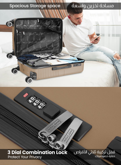 Parajohn Geoflex 3 Piece Lightweight ABS 20, 24 & 28 inches 8 Wheels Luggage Set + Free Backpack