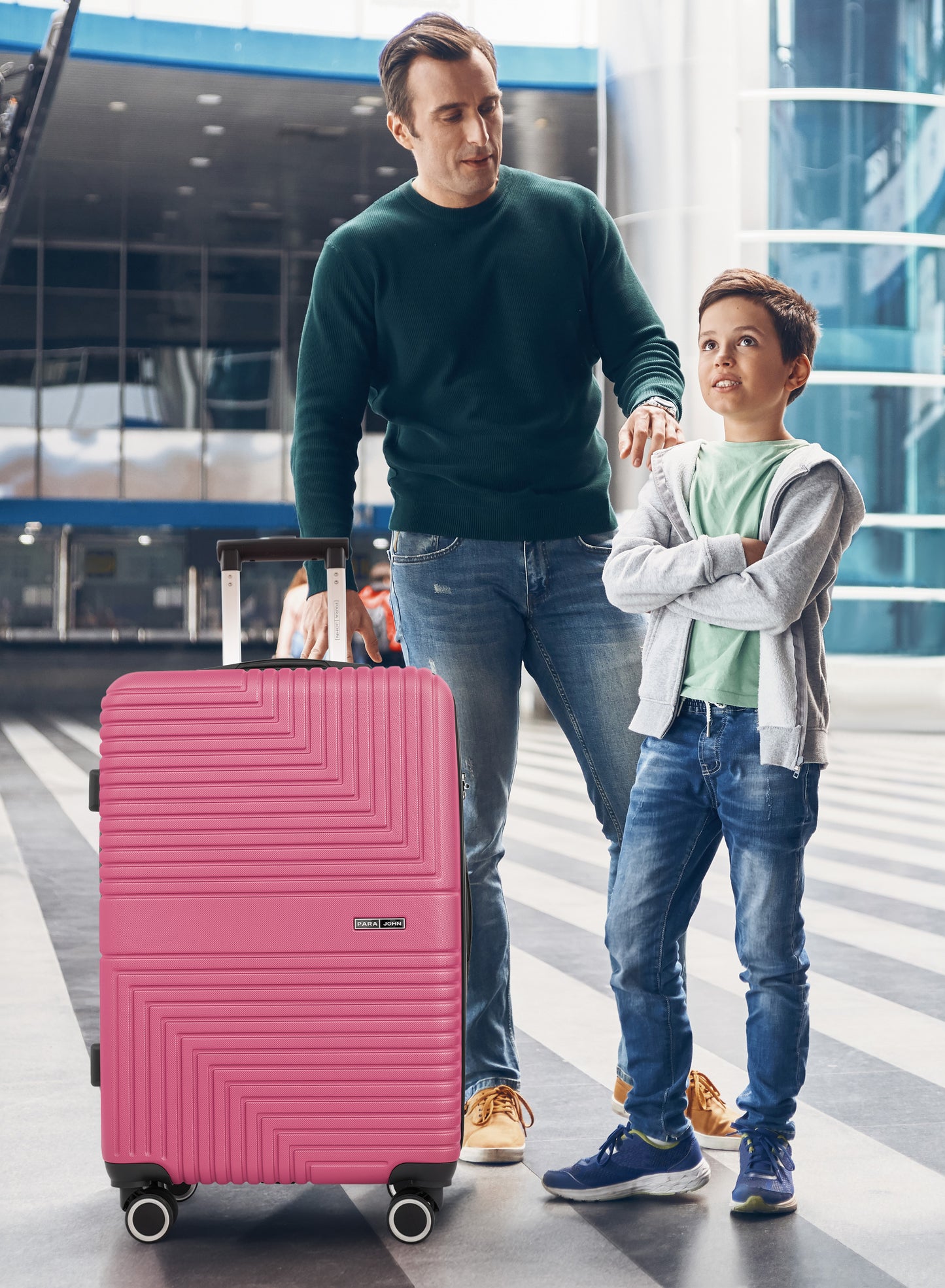 Parajohn Geoflex 3 Piece Lightweight ABS 20, 24 & 28 inches 8 Wheels Luggage Set + Free Backpack