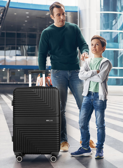 Parajohn Geoflex 3 Piece Lightweight ABS 20, 24 & 28 inches 8 Wheels Luggage Set + Free Backpack