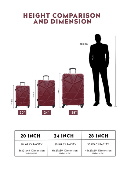 Matrix 3-Piece ABS Hardside Spinner Luggage Trolley Set