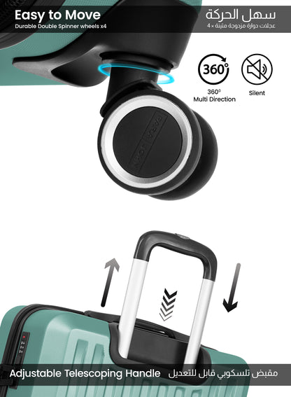 Parajohn Nexus Series 3 Piece Lightweight Luggage Set | Small 10KG, Medium 20KG & Large 30KG ABS 8 Wheels Luggage