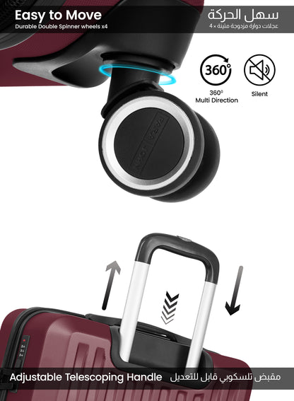 Parajohn Nexus Series 3 Piece Lightweight Luggage Set | Small 10KG, Medium 20KG & Large 30KG ABS 8 Wheels Luggage