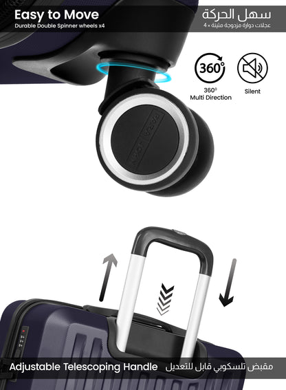 Parajohn Nexus Series 3 Piece Lightweight Luggage Set | Small 10KG, Medium 20KG & Large 30KG ABS 8 Wheels Luggage