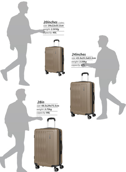 Parajohn Nexus Series 3 Piece Lightweight Luggage Set | Small 10KG, Medium 20KG & Large 30KG ABS 8 Wheels Luggage
