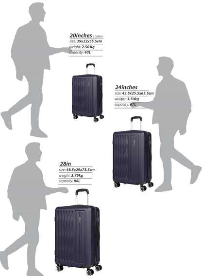 Parajohn Nexus Series 3 Piece Lightweight Luggage Set | Small 10KG, Medium 20KG & Large 30KG ABS 8 Wheels Luggage