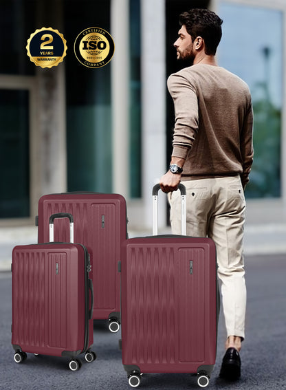 Parajohn Nexus Series 3 Piece Lightweight Luggage Set | Small 10KG, Medium 20KG & Large 30KG ABS 8 Wheels Luggage