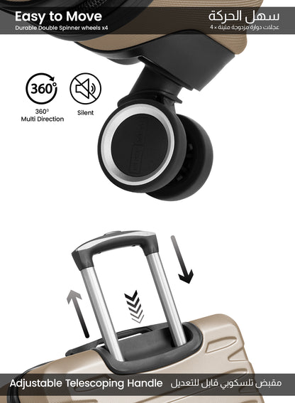 Parajohn Evoline Series 3 Piece Lightweight Luggage Set | Small 10KG, Medium 20KG & Large 30KG ABS 8 Wheels Luggage