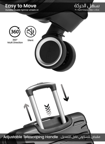 Parajohn Evoline Series 3 Piece Lightweight Luggage Set | Small 10KG, Medium 20KG & Large 30KG ABS 8 Wheels Luggage