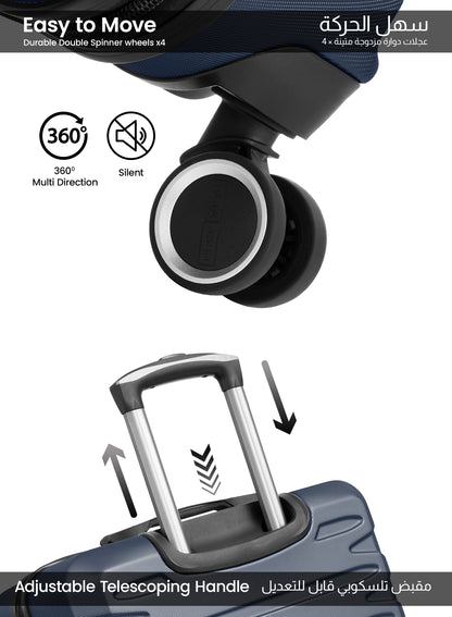 Parajohn Evoline Series 3 Piece Lightweight Luggage Set | Small 10KG, Medium 20KG & Large 30KG ABS 8 Wheels Luggage