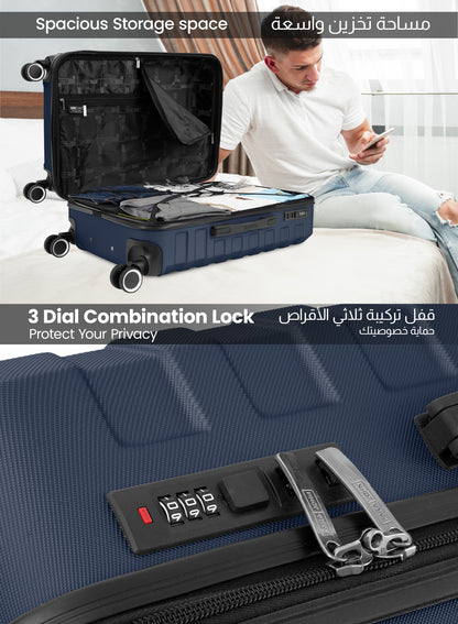 Parajohn Evoline Series 3 Piece Lightweight Luggage Set | Small 10KG, Medium 20KG & Large 30KG ABS 8 Wheels Luggage