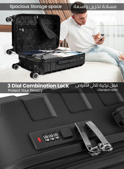 Parajohn Evoline Series 3 Piece Lightweight Luggage Set | Small 10KG, Medium 20KG & Large 30KG ABS 8 Wheels Luggage