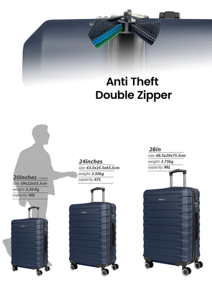 Parajohn Evoline Series 3 Piece Lightweight Luggage Set | Small 10KG, Medium 20KG & Large 30KG ABS 8 Wheels Luggage