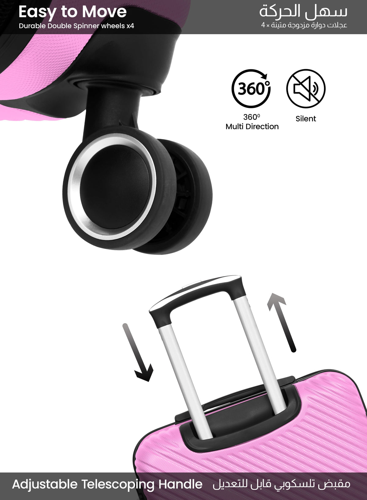 Parajohn Vectron 3-Piece ABS Luggage Set – 20/24/28 Inch 360° Spinner Wheels, Lightweight Durable Travel Suitcases  PARAJOHN UAE