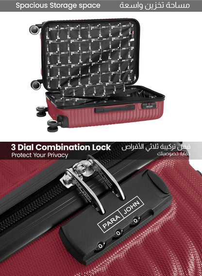 Parajohn Vectron 3-Piece ABS Luggage Set – 20/24/28 Inch 360° Spinner Wheels, Lightweight Durable Travel Suitcases  PARAJOHN UAE