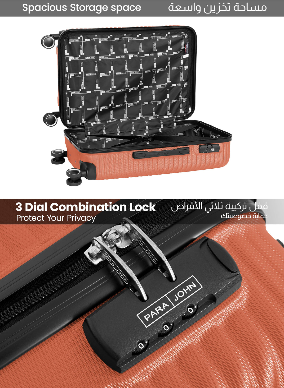 Parajohn Vectron 3-Piece ABS Luggage Set – 20/24/28 Inch 360° Spinner Wheels, Lightweight Durable Travel Suitcases  PARAJOHN UAE