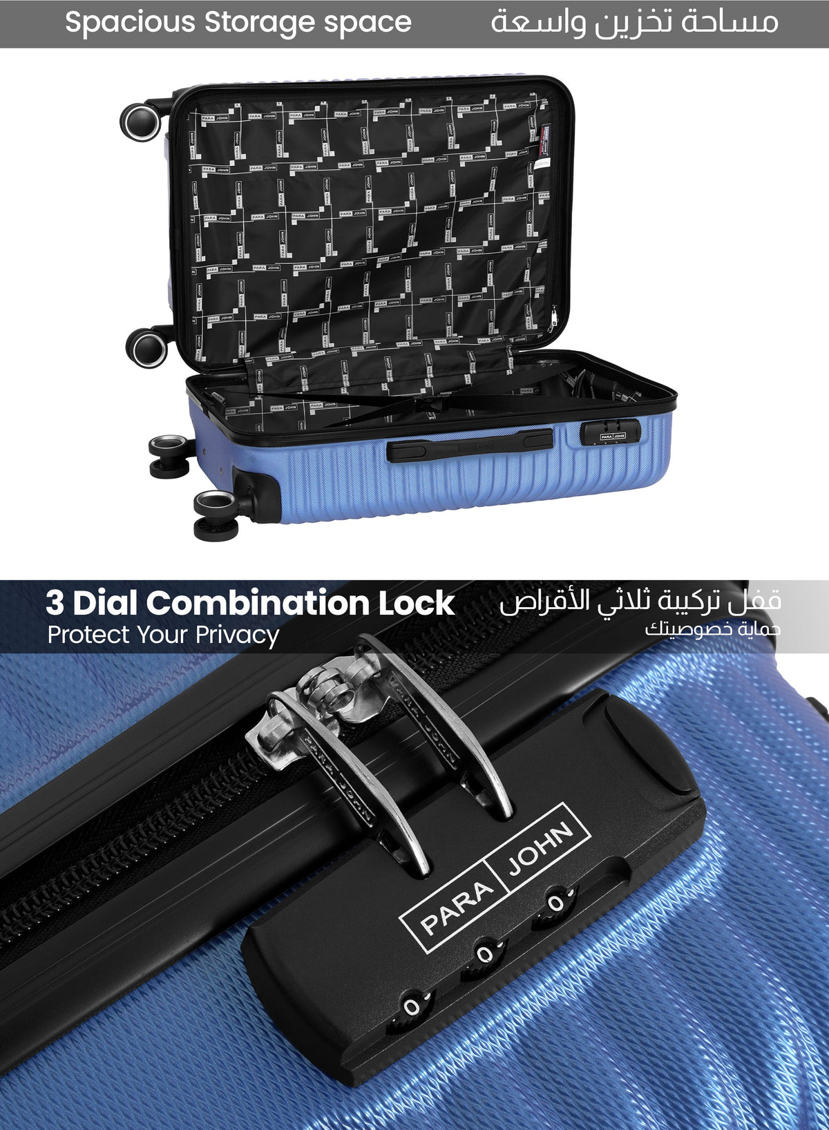 Parajohn Vectron 3-Piece ABS Luggage Set – 20/24/28 Inch 360° Spinner Wheels, Lightweight Durable Travel Suitcases  PARAJOHN UAE